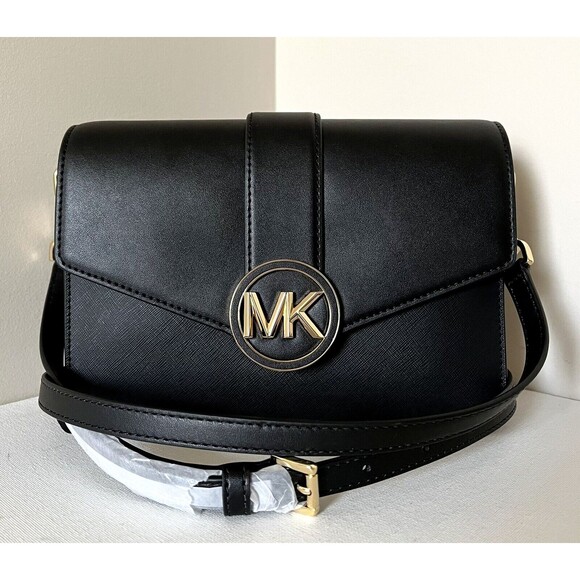 New Michael Kors Carmen Medium Convertible Shoulder Bag Black - Picture 1 of 8